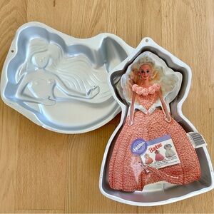 Vintage 1990s Wilton Barbie & Mermaid Cake Pan Set - Birthday Mold